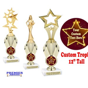 Custom  Trophy.  12&quot; tall  Great trophy for any event, competition, pageant, contest and more.  Custom with your text!