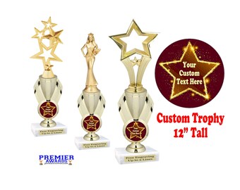 Custom  Trophy.  12&quot; tall  Great trophy for any event, competition, pageant, contest and more.  Custom with your text!