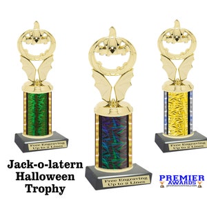 Halloween Trophy.  Great award for your Halloween Events, Parts, Costume Contests and more.  Choice of color and height.