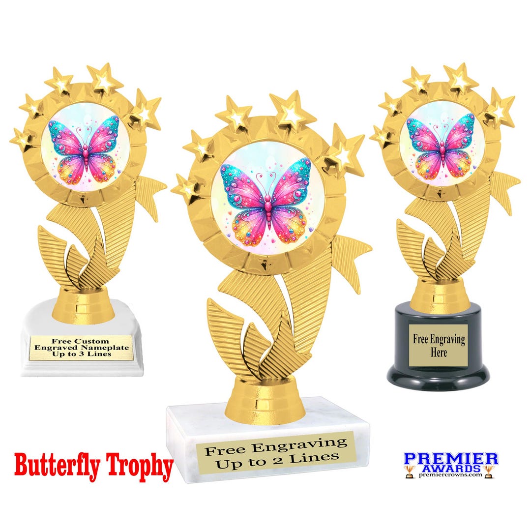 Butterfly Themed Trophy for Your Pageants, Contests, Spring Events. 6 ...