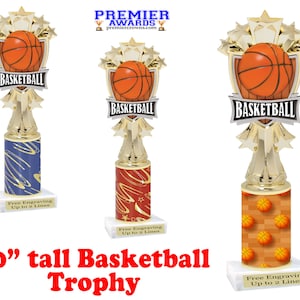 Basketball trophy.  10&quot; tall.  Great for your team, schools, or your favorite basketball player. Choice of column and base