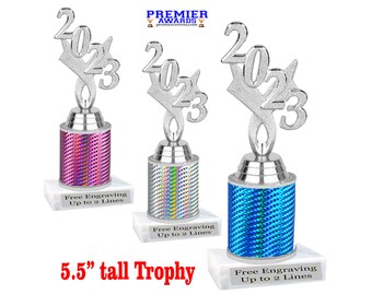 2023 Trophy.  5" tall on choice of column.  Great trophy for  events, competitions, sports and more!