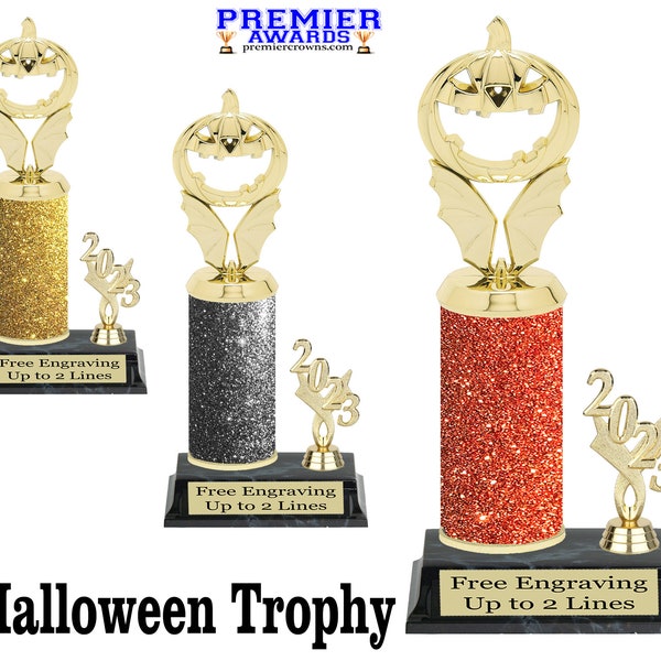 Halloween theme trophy for your costume contests, pumpkin carving, pumpkin decorating, pageants and more
