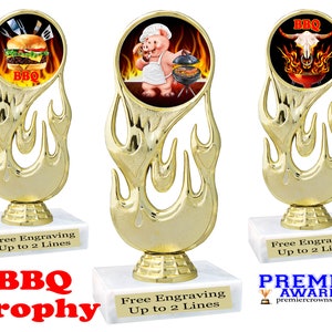 BBQ Cook Off trophy.  6&quot; tall with choice of art work.  Great trophy for BBQ cook off events, BBQ events or just for your great chef!