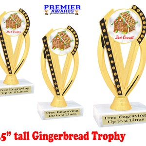 Gingerbread House Decorating.  6.5&quot; tall trophy with  choice of art work.  Great for your Holiday events!