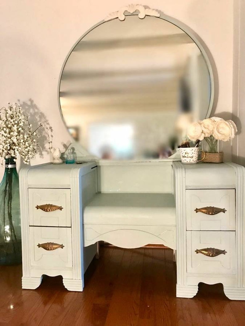 Art Deco 1940's Waterfall Vanity Dresser Desk Makeup | Etsy