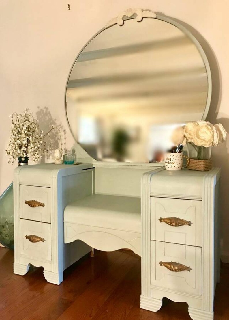 Art Deco 1940's Waterfall Vanity Dresser Desk Makeup | Etsy