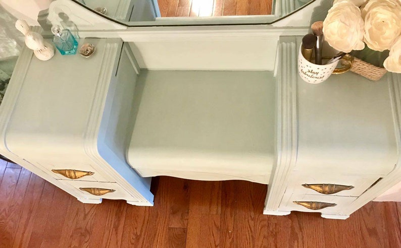 Art Deco 1940's Waterfall Vanity Dresser Desk Makeup Etsy