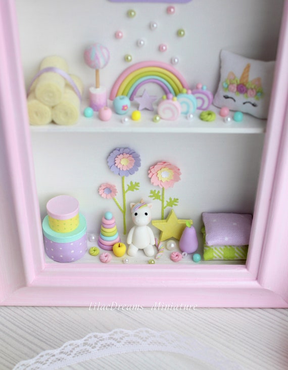 Unicorn Decor For Girl Room Unicorn Baby Girl Gift Personalised Baby Girl Frame Shadow Box Frame Unicorn Nursery Decor Girl Unicorn Lover