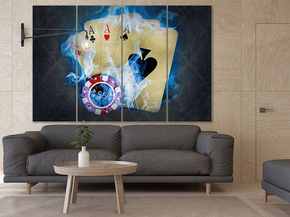 Playing Cards Canvas Poker Card Art Poker Decor Playing Cards Etsy