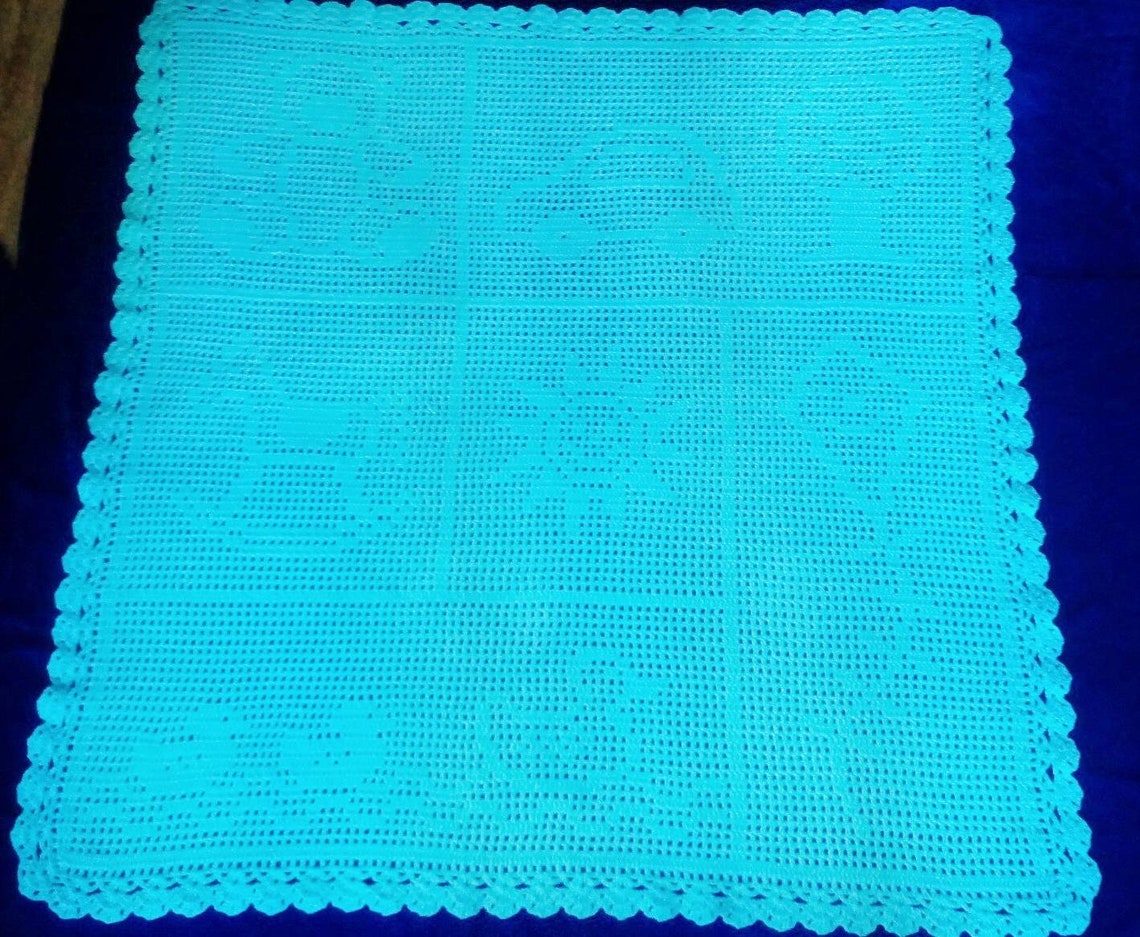 Crochet filet baby blanket baby knit blanket baby plaid Etsy Crochet filet baby blanket baby knit blanket baby plaid
