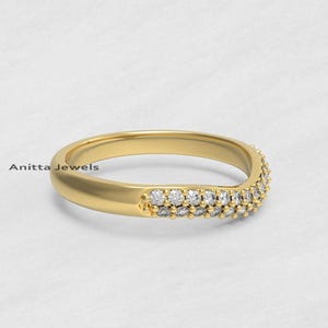 Geschwungener Diamantring aus 925er Silber: Handgefertigter Ehering