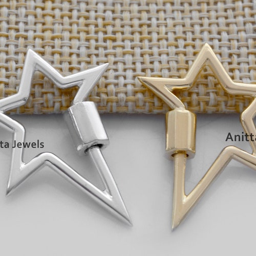 925 Silver Carabiner Lock Star Carabiner Pendant Star Etsy