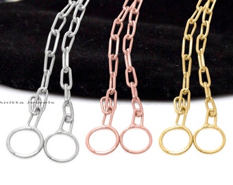 14k Solid Gold Oval Link Chain Necklace: Enhancer Connector