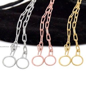 14k solid gold Oval Link Chain Necklace, Round Link Necklace, Enhancer Connector Chain, Cable Link Necklace, Gift Chain Necklace