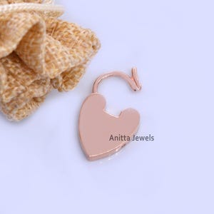 925 Silver Heart Padlock, 14K Yellow Gold Plated Heart Padlock, Woman Padlock Necklace, One Side Openable Padlock, Wholesale Padlock Jewelry