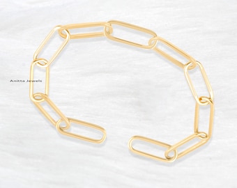 Sterling Silver Paperclip Link Bracelet with Carabiner Clasp