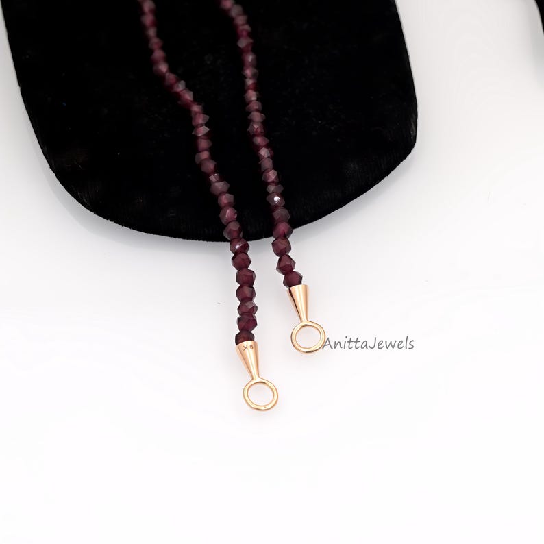 9K Gold Turquoise Bead Necklace: Gemstone Carabiner Clasp image 6