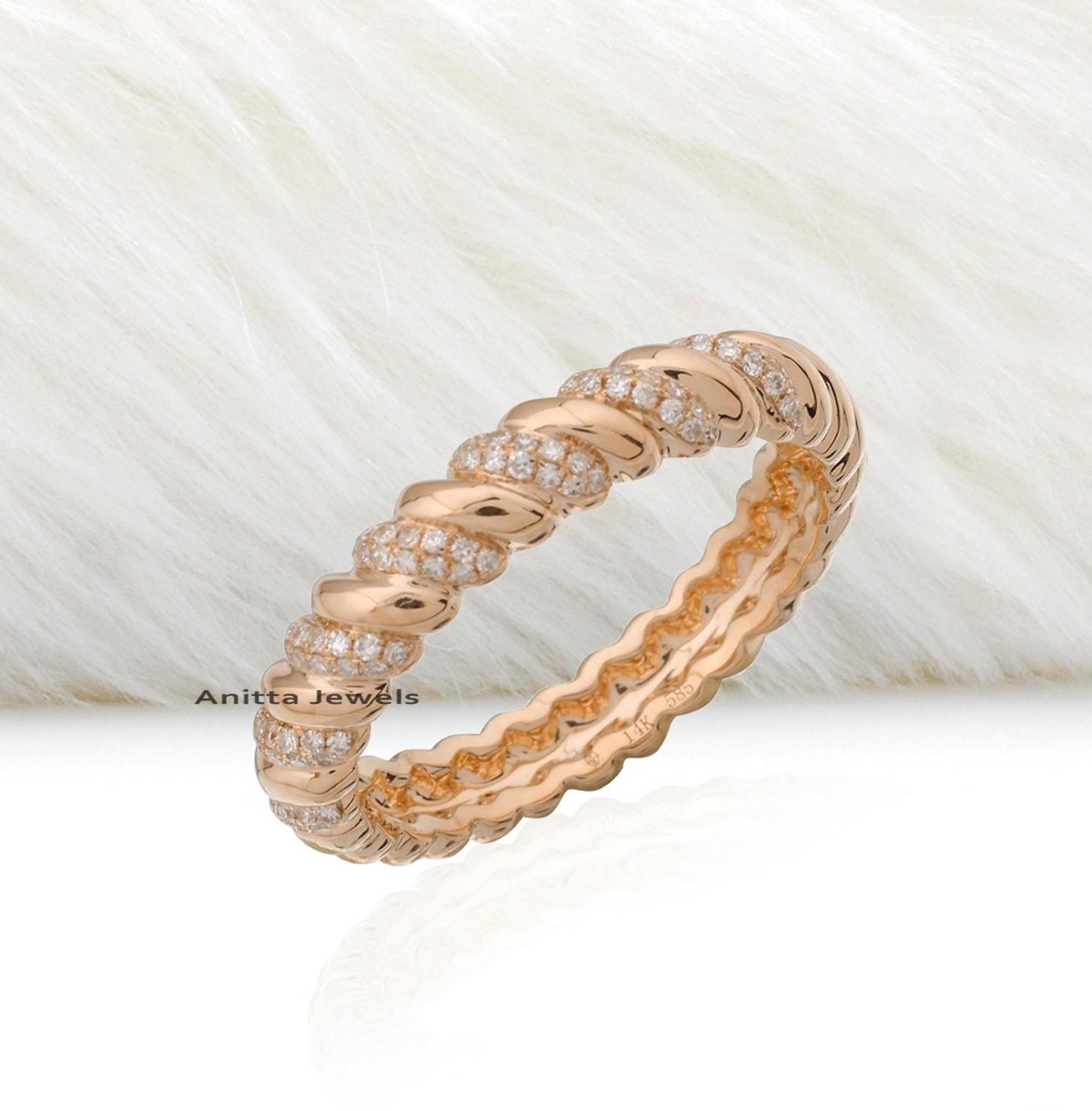 Handmade Diamond Rope Band Ring: 925 Silver Twisted Eternity Band - View 2 - Anitta Jewels | SKU: etsy_1172956617
