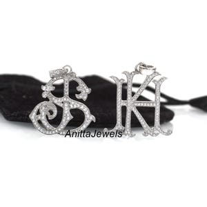 Diamond Monogram Pendant, Custom Monogram Pendant, 925 Silver Designer Monogram Jewelry, Name Alphabet Monogram Pendant, Monogram Jewelry
