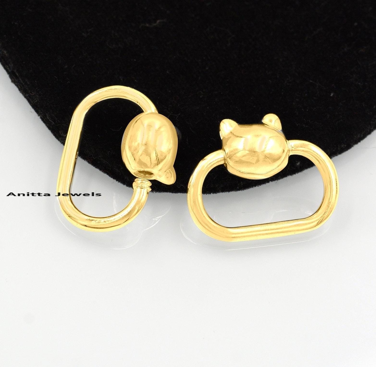 925 Silver Cat Carabiner Lock: Handmade Diamond Eye Clasp - View 4 - Anitta Jewels | SKU: etsy_777958237