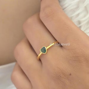 Ruby Heart Ring: 925 Silver Bezel, 14k Gold Plated