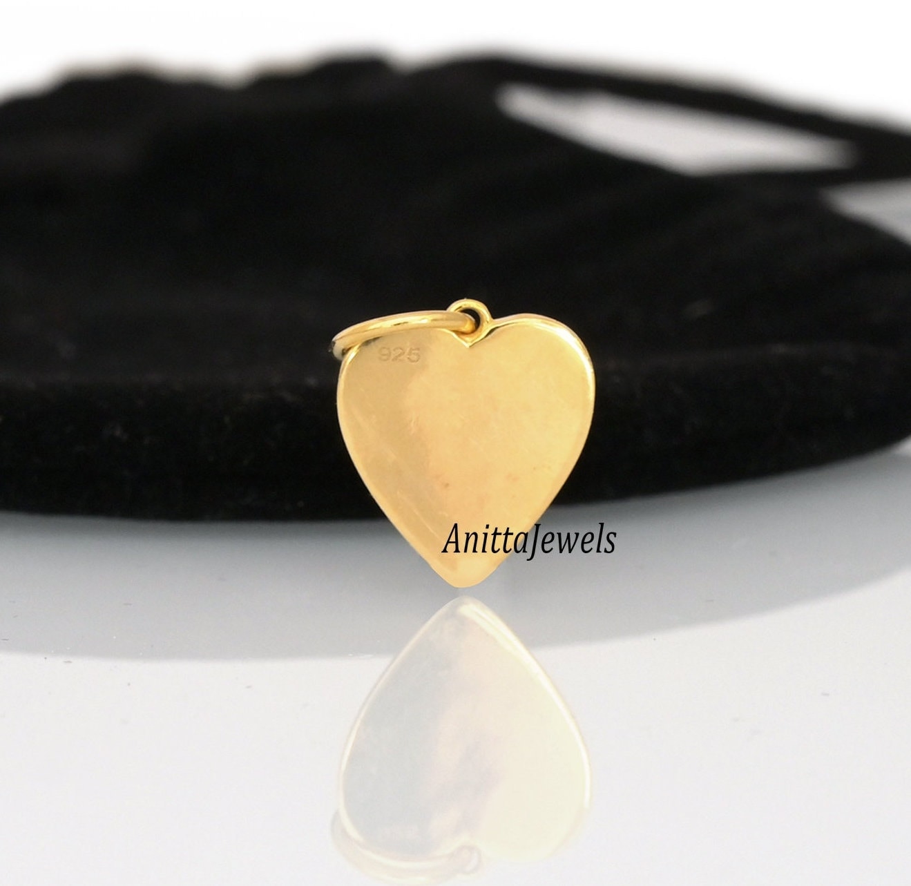 Sterling Silver Enamel Heart Pendant: Handmade Charm (21x14 MM) - View 3 - Anitta Jewels | SKU: etsy_926373262