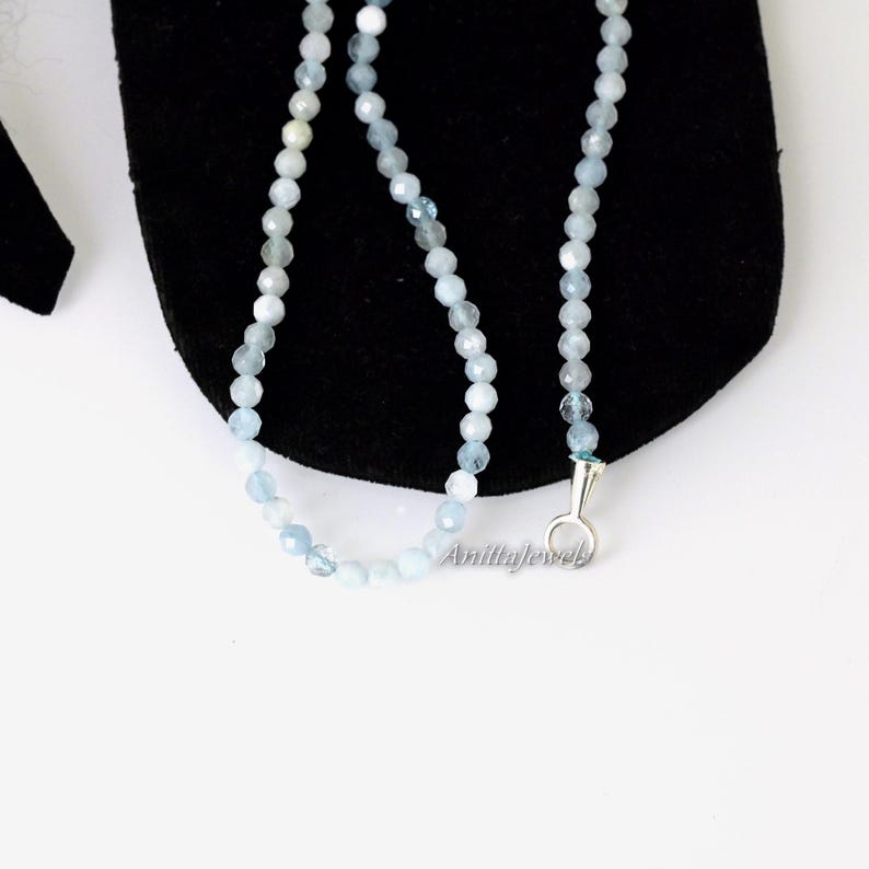 9K Gold Turquoise Bead Necklace: Gemstone Carabiner Clasp image 9