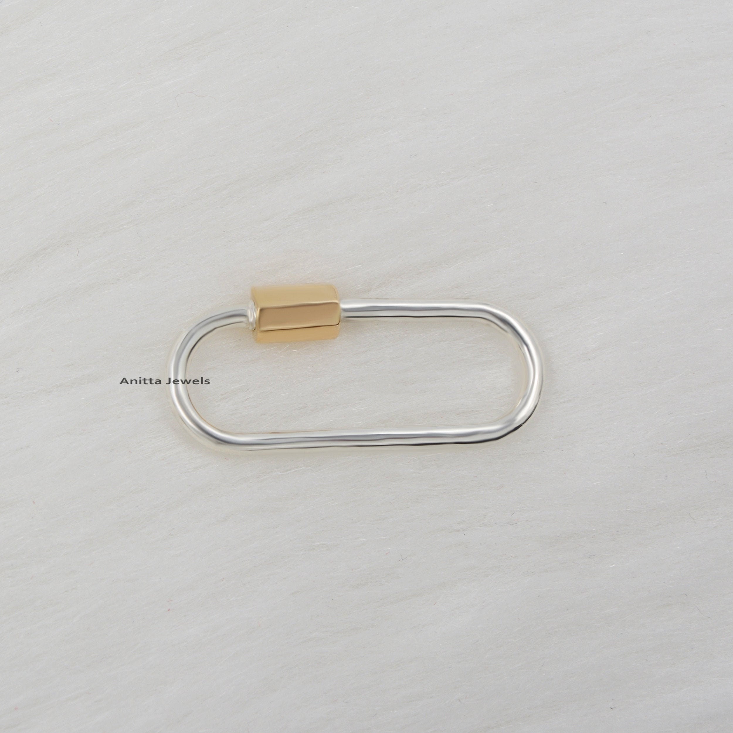 Two-Tone Carabiner Lock: 9k Gold Nut, 925 Silver Wire - View 6 - Anitta Jewels | SKU: etsy_1021012496