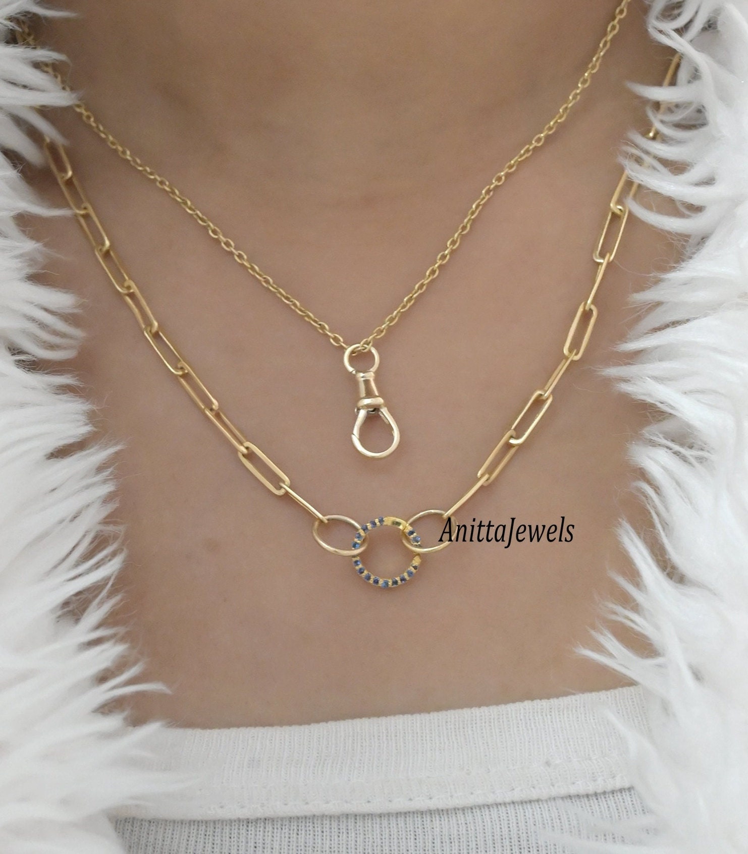 14K Gold Charm Holder: Lab Diamond Circle Enhancer - View 4 - Anitta Jewels | SKU: etsy_1694936114