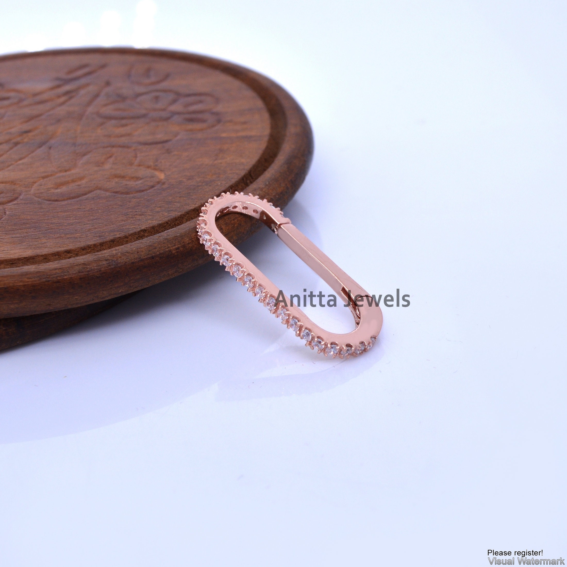 14K Gold Gemstone Oval Push Lock: Handmade Enhancer Charm Holder - View 6 - Anitta Jewels | SKU: etsy_766665464