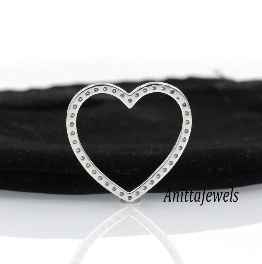 Silver Diamond Heart Charm Enhancer: 925 Silver Pendant - View 2 - Anitta Jewels | SKU: etsy_1034810936