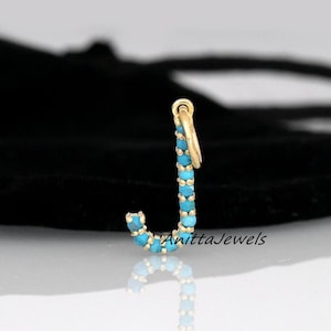 925 Silver Turquoise Letter Pendant: Handmade Alphabet Charm