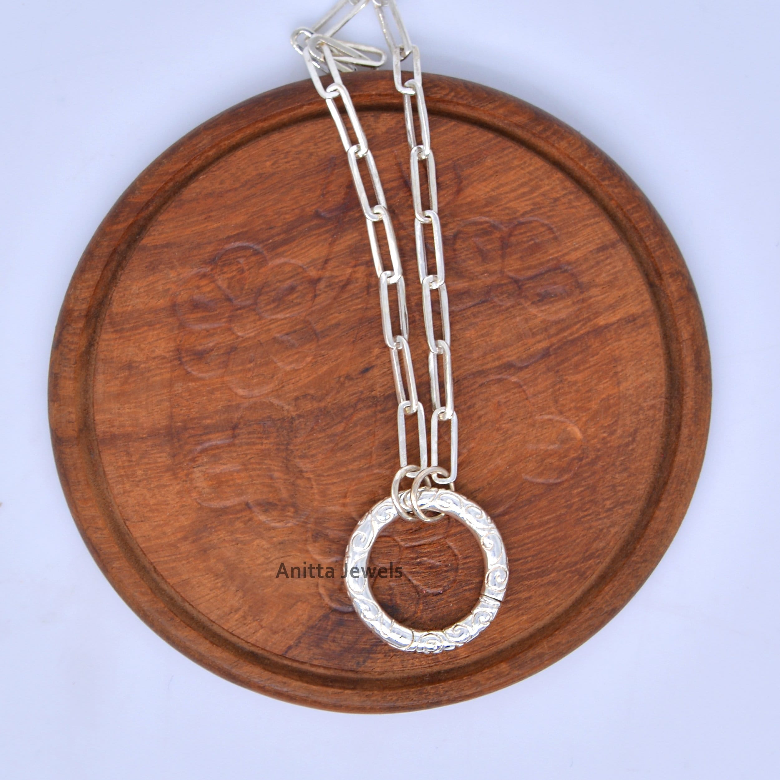 925 Silver Engraved Charm Holder Round Charms Holder 15MM Etsy