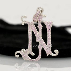 925 Silver Diamond Monogram Pendant, Pave Monogram Pendant, Custom Monogram, Designer Monogram, Diamond Letter Monogram, 2 Letter Monogram