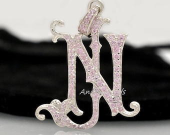 925 Silver Diamond Pave Monogram Pendant - Custom 2 Letter