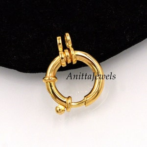Anneau à ressort plaqué or 14 carats, fermoir rond 18 mm, anneau à ressort de créateur italien, cadenas à ressort, anneau à ressort en argent