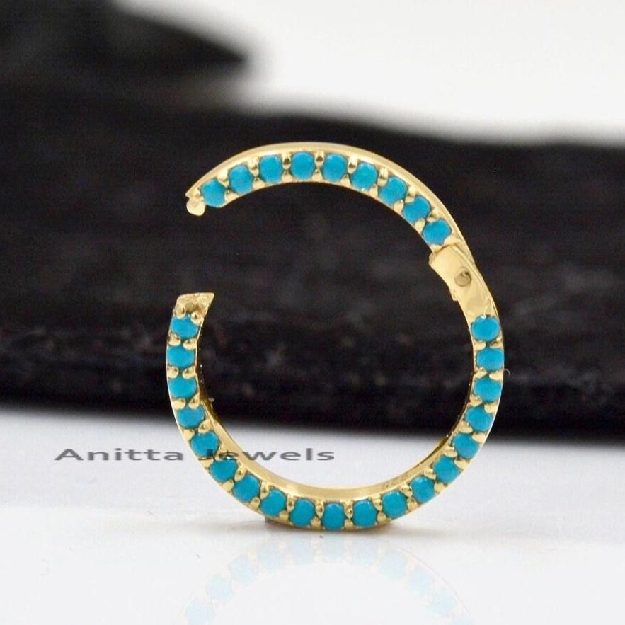 14k Gold Turquoise Charm Enhancer: Handmade Round Link Lock - View 4 - Anitta Jewels | SKU: etsy_1694934882