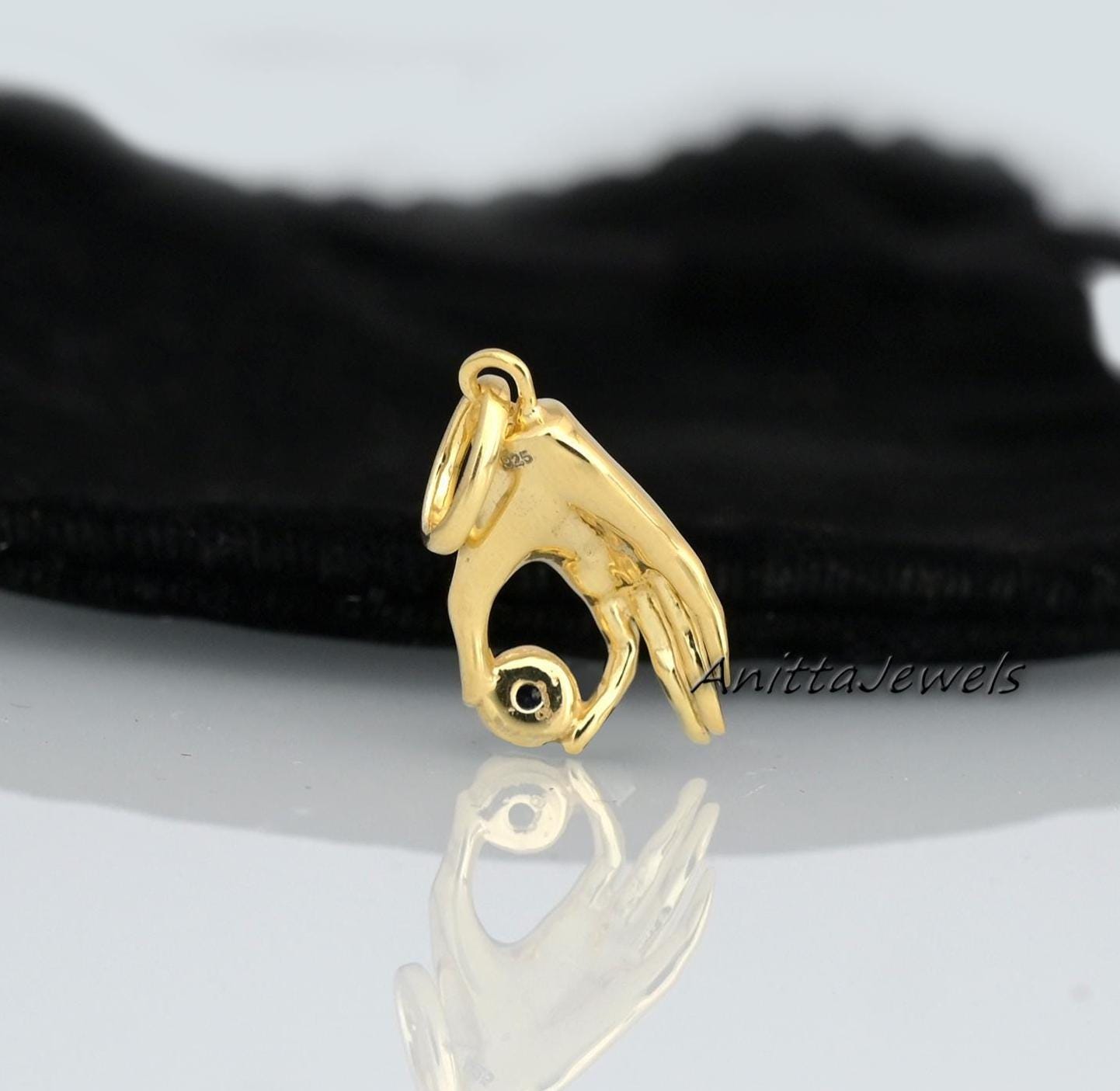 925 Silver Figa Hand Pendant: Gemstone Lucky Charm - View 5 - Anitta Jewels | SKU: etsy_969662519