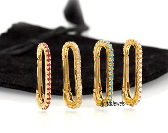 14K Gold Gemstone Oval Push Lock: Handmade Enhancer Charm Holder