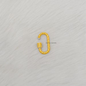 14K Gold Emaille Karabiner Verschluss : Handgefertigter Designer Schmuck (30*16 MM) Yellow