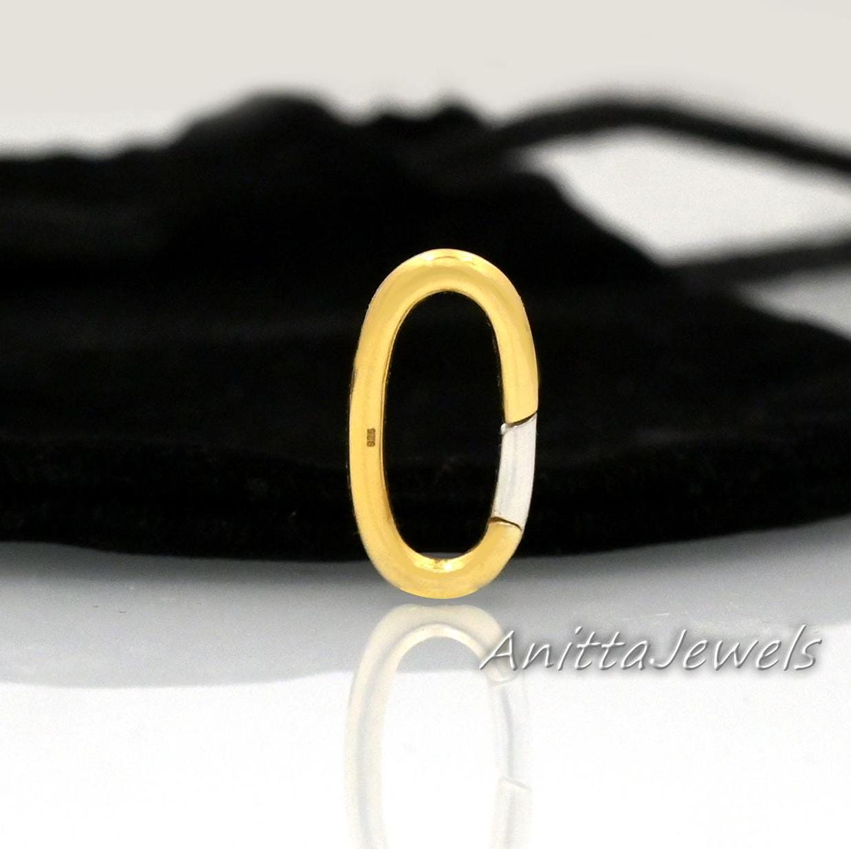 Two-Tone Oval Enhancer: Handmade 925 Silver Link Lock (20x10 MM) - View 2 - Anitta Jewels | SKU: etsy_1114106132
