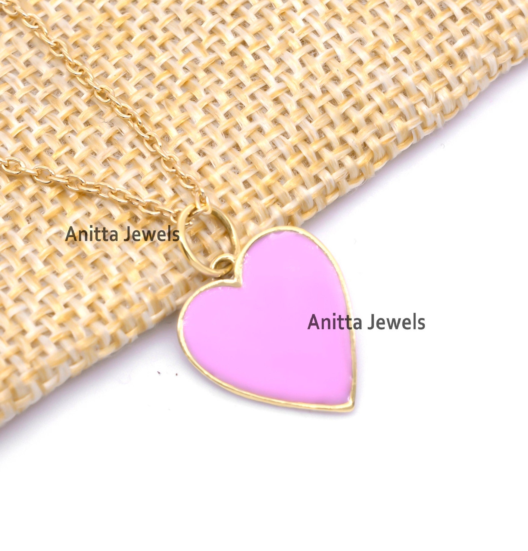 Sterling Silver Enamel Heart Pendant: Handmade Charm (21x14 MM) - View 5 - Anitta Jewels | SKU: etsy_926373262