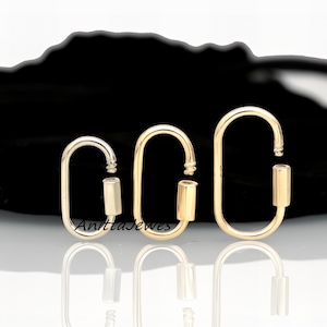 9K 14K 18K Gold Carabiner Lock: Handmade Connector Pendant