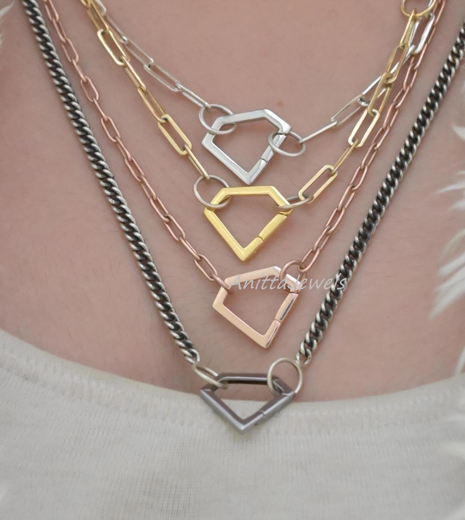 14K Gold Diamond Shape Charm Holder: Openable Connector, Handmade Enhancer - View 2 - Anitta Jewels | SKU: etsy_1454912961