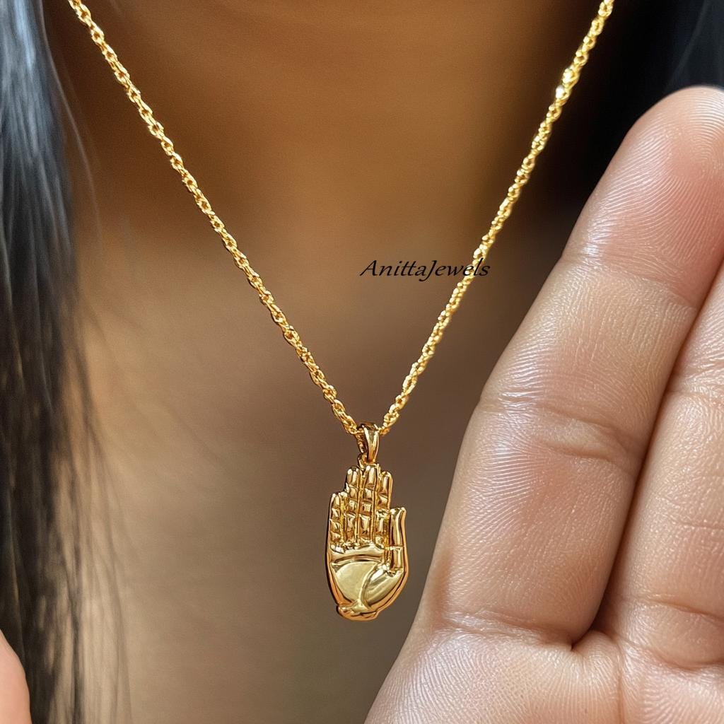 Gold Plated Sterling Silver Hand Pendant: Mystic Palm Design - View 2 - Anitta Jewels | SKU: etsy_1768077012