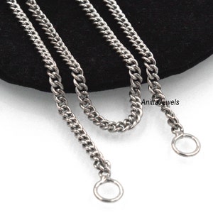 Collier gourmette en argent 925 : chaîne à maillons oxydés fait main