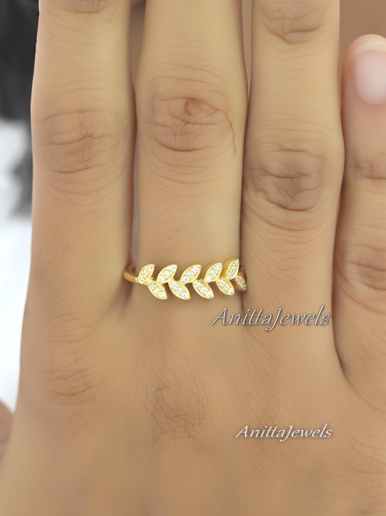 Half Eternity Leaf Motif Band, Marquise Cut Moissanite Diamond Band image 8