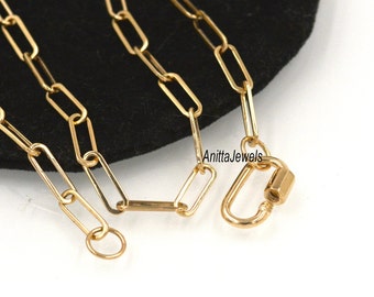 Collana con catena a moschettone in oro 14K: maglia a graffetta in oro massiccio - Italia