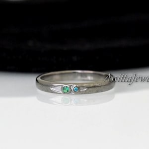 Moissanite & Ruby 14K Gold Birthstone Band Ring